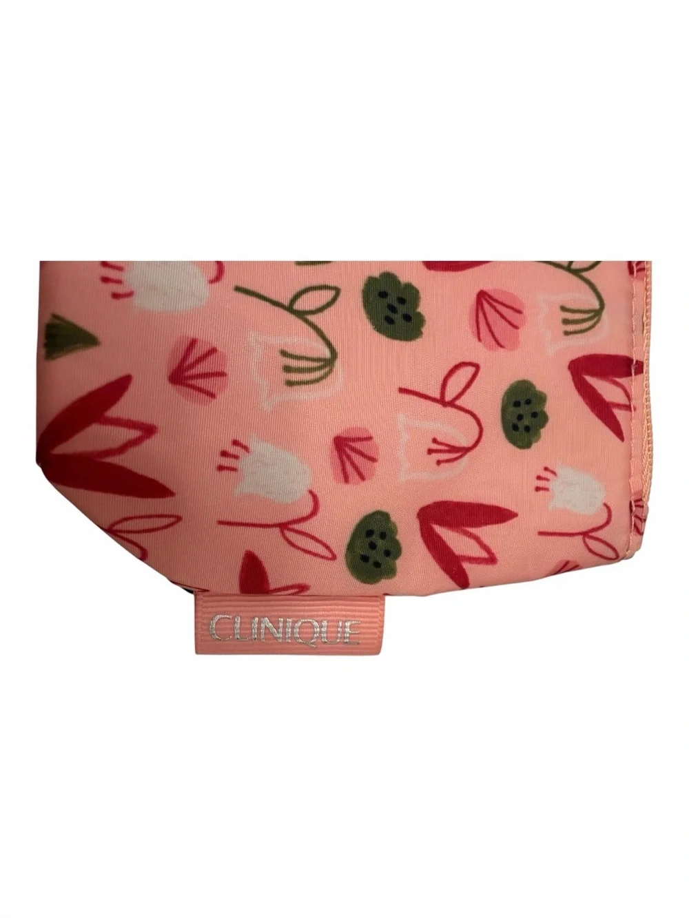 Clinique Pink Floral Print Cosmetic Pouch
